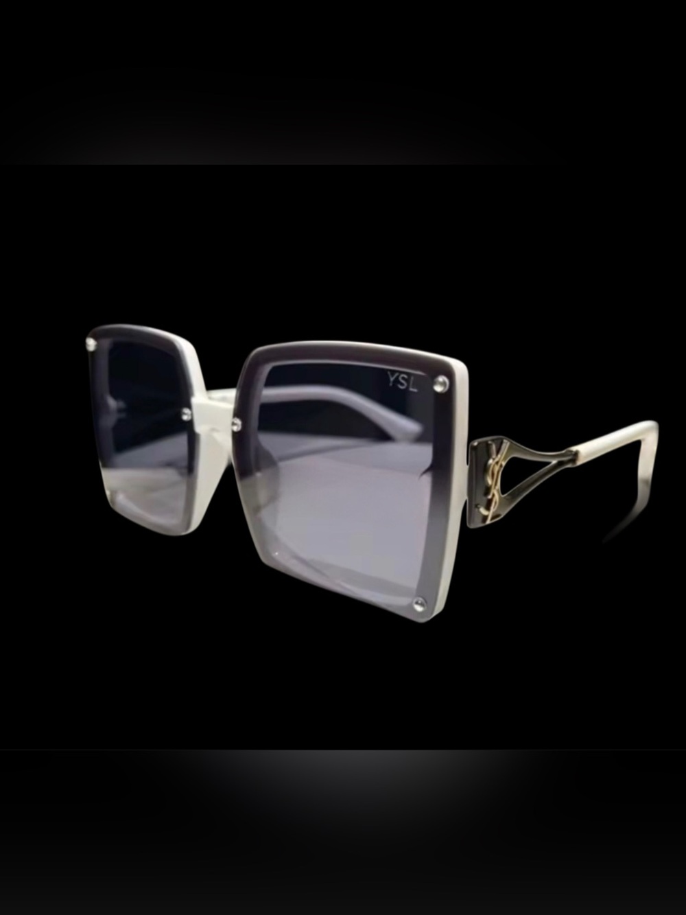 Oversized Square White Sunglasses | Dark Lens Statement Shades